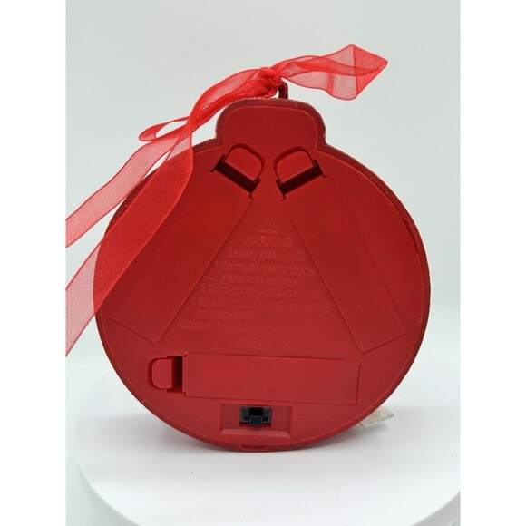 Set of 2 Illuminated Christmas Tree Ornaments Red Circle Santa & Stockings 4.25” - Picture 5 of 11